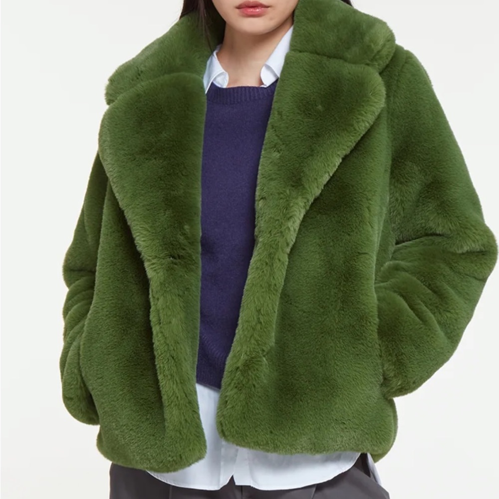 NWT Apparis Milly Moss Green Faux Fur Coat